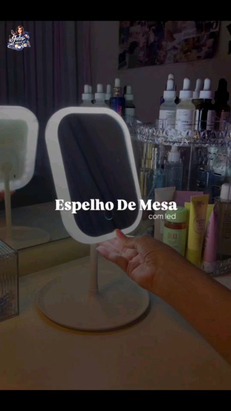 Espelho de Mesa com Bandeja - Led 3 cores 💓#espelho #espelhopequeno #espelhodeled #espelhodemaquiagem