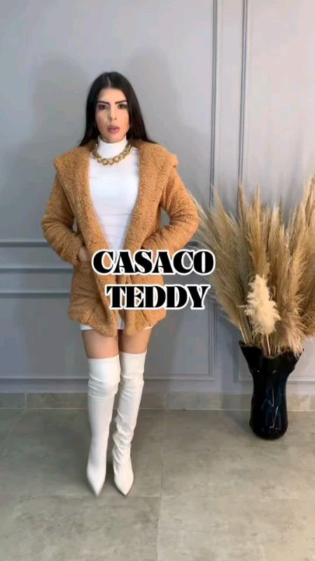 Casaco Teddy quentinho, macio e perfeito para os dias frios! Garanta já o seu e arrase no conforto. 🤎  #CasacoTeddy #ModaInverno #shopee #inverno