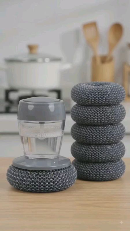Escova de Louça/Panela De Aço com Dispenser Recipiente para Detergente Fogão Cozinha Limpeza Esponja#cozinha#casa#praticidade