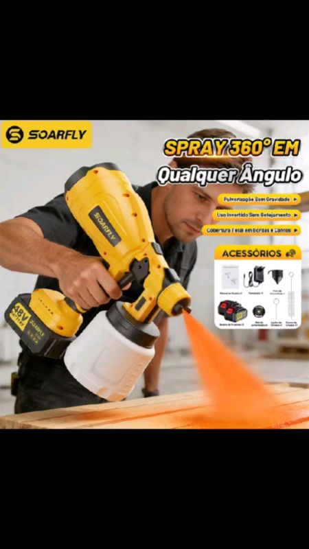 SOARFLY pistola pulverizador tinta portatil 48v duas baterias 800W #soarfly #pistolapulverizador #pistolaparapintura #pistolaportatil