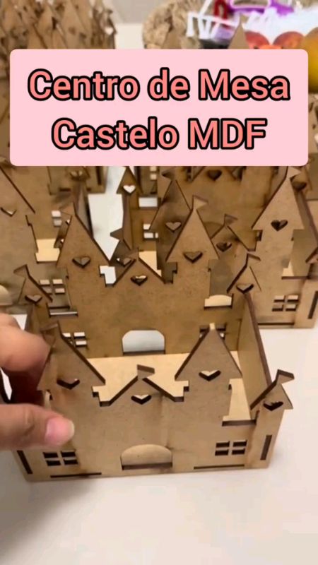 Kit 10 Centro De Mesa Castelo Princesa MDF Cru Cachepô Decorativo Festa Infantil Lembrancinha Aniversário #centrodemesa