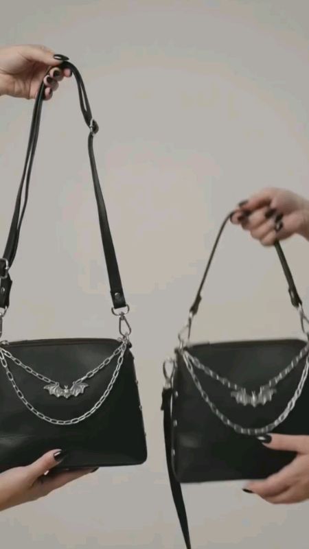 Bolsa Tiracolo Morcego Gótica Dark Preta Feminina #moda #fashion #punk #gothic #dark #fy #viral #shopee