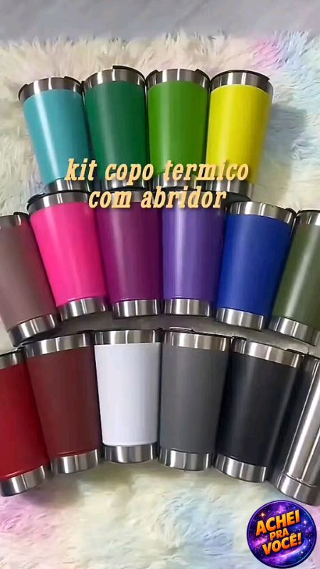 Kit Copo Térmico Com Tampa e Abridor #kitcopo #kitcopotermico #copotérmico #copotermicotampa #copocomtampa #copo #térmico #copotermico