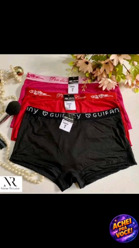 Kit 5 Calcinhas Boxer Shortinho Feminino Micro Lisa e Estampada #calcinha #calcinhas #boxer #shortinho #feminino #micro