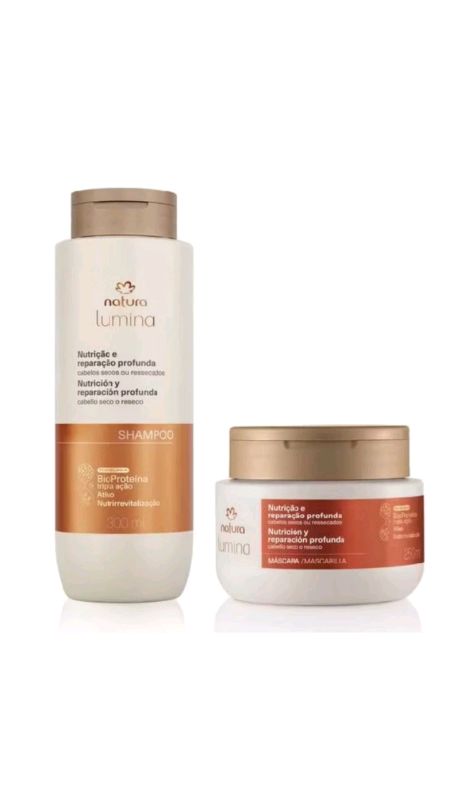 Lumina Shampoo e Máscara Nutrição e Reparação #mascaracapilar #shampoolumina #naturacabelo #natura