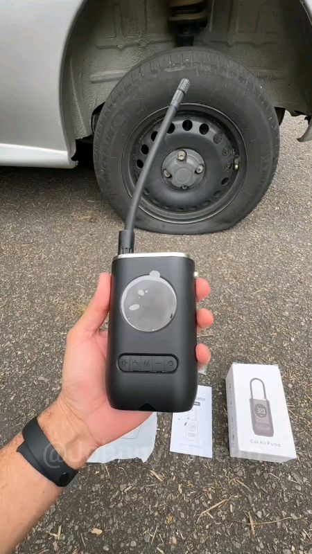 Mini compressor de ar portátil 🛞 #compressor #viagens #carro #pneus