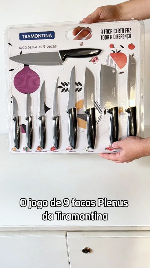 Facas afiadas e resistentes para o dia a dia! Leve o Conjunto Plenus Tramontina com 9 peças. #FacasTramontina #CozinhaCompleta