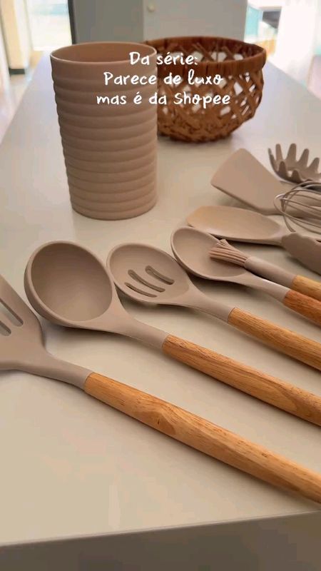 Kit utensílios de cozinha de silicone #utensilio #cozinha #utilidades
