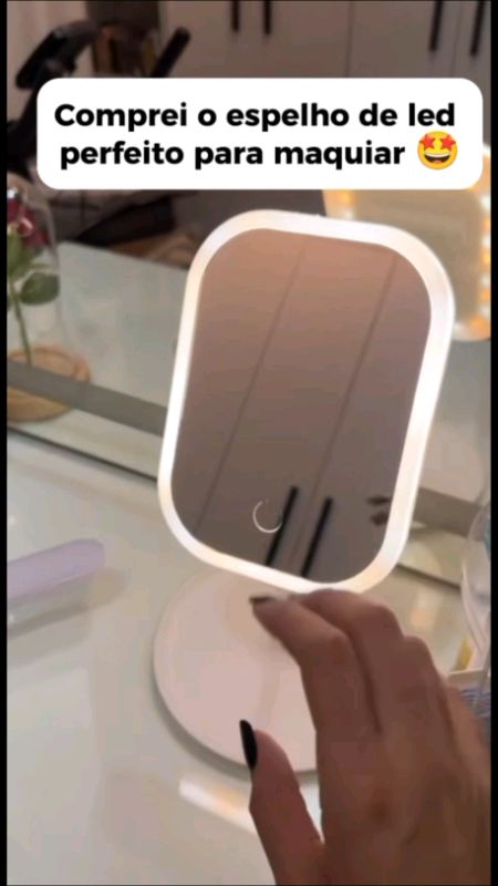 espelho de maquiagem de mesa com led!#espelho #Espelhomaquiagem #espelholed #espelhodemesa #penteadeira #casa