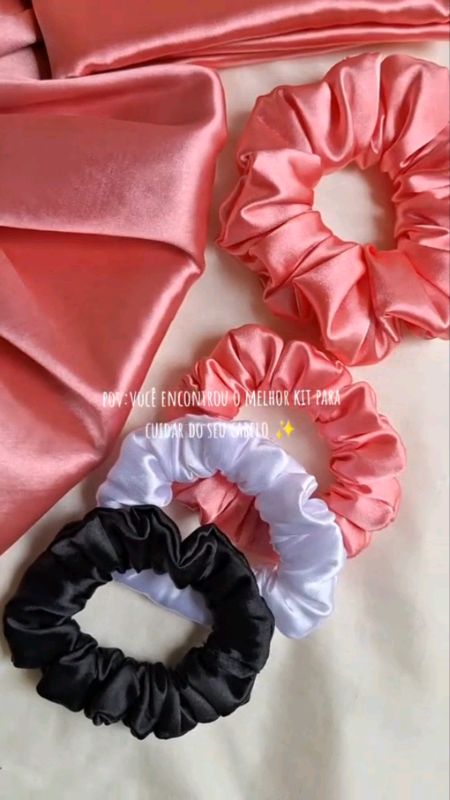 Kit Cetim Antifrizz | 2 Fronhas | Touca | Xuxinha Scrunchie Cabelo para Dormir #Kit #Antifrizz #Fronhas #Touca #Cetim #Scrunchie