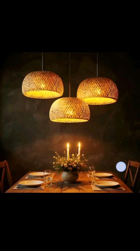 Kit 3 Luminárias de teto Malibu bambu  #pendente #luminaria #malibu #decoracao #lustre