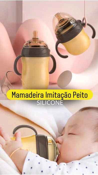 ￼Mamadeira Silicone Anti-cólica Igual Peito Materno 150/240ml. #mamadeira #mamadeirasilicone #recennascido #BEBES #leite