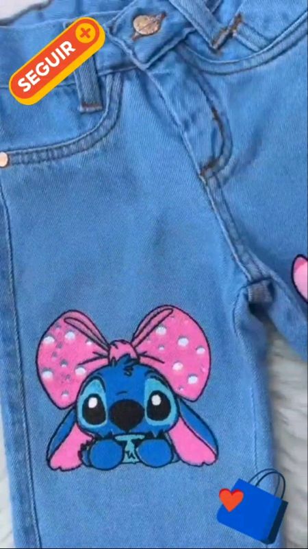 #Calça Jeans Wide Leg infantil Juvenil #Estampada com desenho#dia das crianças