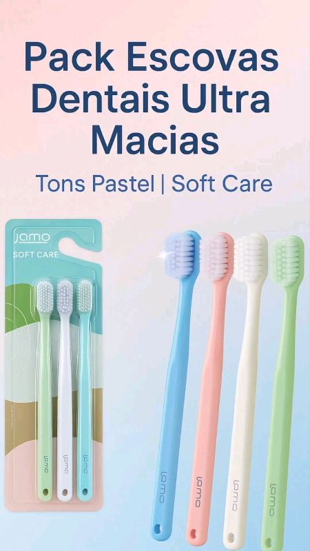 Pack Escovas Dentais Ultra Macias Tons Pasteis Soft Care#higienebucal#softcare  #escovadental