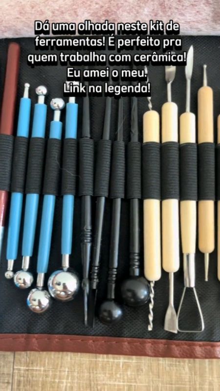 HOBBIE NOVO? 🎨 Kit 24 peças profissionais para artes com argila, perfeito para passar tempo!; #argila #escultura #ferramentas #hobbie #ShopeeVideo
