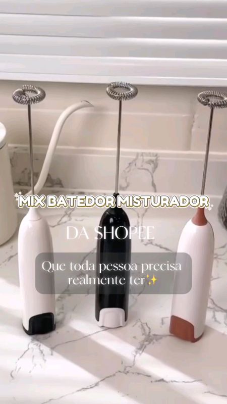 Batedor Misturador Mixer Elétrico para Bebidas Leite Café Clara de Ovo 2 em 1#mixer#mixereletrico
