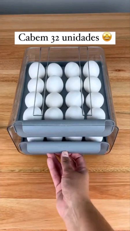 gaveteiro empilhavel porta ovos duplo 32 ovos#geladeira#organizado#espaco#economia#achadinhos#na#shopee