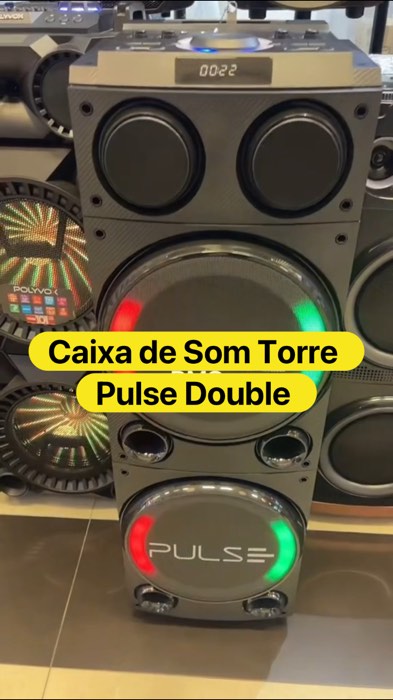 ￼Caixa de Som Torre Pulse Double 10 Pol. 1800W RMS BT LED - SP507 #caixadesom