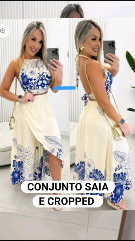 Conjunto Saia Longa Cropped Estampas Diversas #conjuntofeminino #cropped #saialonga #verao  #modafeminina #saiaestampada #modapraia #verao #v