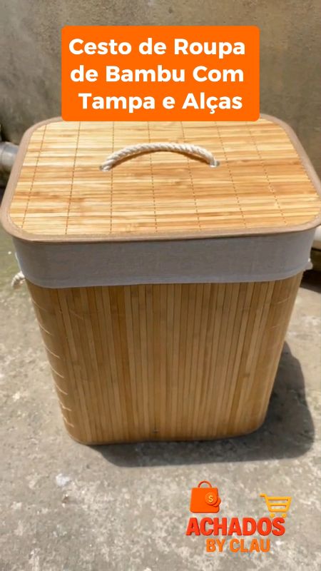 Cesto Roupa Bambu 50L tampa + alças! Organiza grande, natural e chique. Casa top, voa! 🧺🔥 #Shopee #BlackFriday #CestoRoupa #cestobambu #cesto #Promo