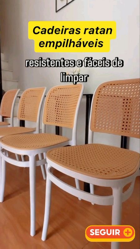 Cadeiras ratan empilháveis para sala e cozinha , resistentes a queda e fáceis de limpar ! #cadeiras #cadeiradeplastico #ratan #empilhaveis