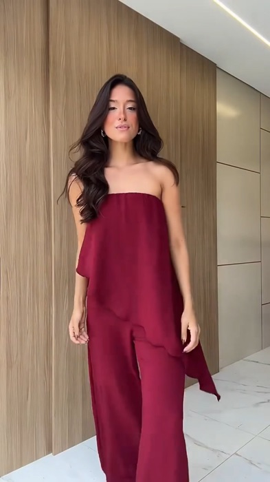 MODA FEMININA — ￼Macacão feminino assimétrico feminino pantalona longo, leveza e elegância! #macacao #modafeminina #macacaoassimetrico