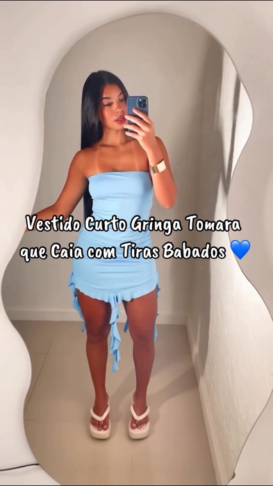 Vestido Curto Gringa Tomara que Caia Suplex com Tiras Babados 💙 #vestidotomaraquecaia #vestidogringa #vestidobabados #vestidotiras #viral_video #vira