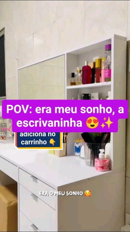Adicione no carrinho👆🏻 Penteadeira Blum 5 Gavetas 2 Prateleiras Branco  #PenteadeiraBlum #CantinhoMake #QuartoDecorado #PolitornoOficial