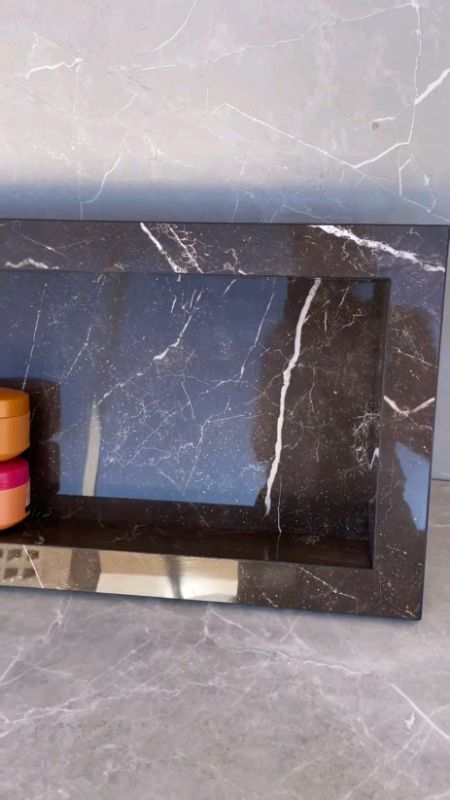 Nicho em Porcelanato de Embutir para Banheiro #nicho #banheiro #porcelanato #organizacao #shopee #elegancia #luxo #casachique
