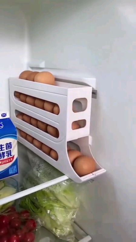 Porta Ovos Rolante 4 Andares para Geladeira Organizador #Cozinha #Organização