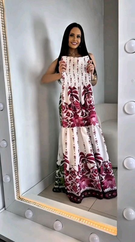 Vestido Tropical Longo Tomara que Caia Estampado – Moda Feminina 2025 ENTREGA INMEDIATO#vestido#modafeminina#moda