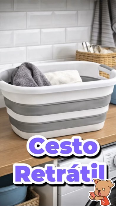 Cesto de roupas retrátil #cesto #roupas #casa #maquinadelavar #cestoretratil