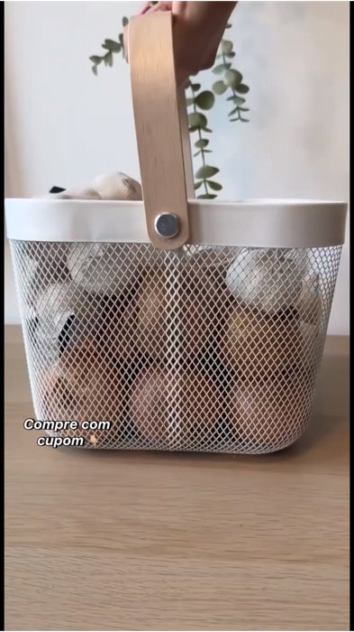 Cesto organizador com alça em metal #organizador #multiuso #fruteira #cozinha