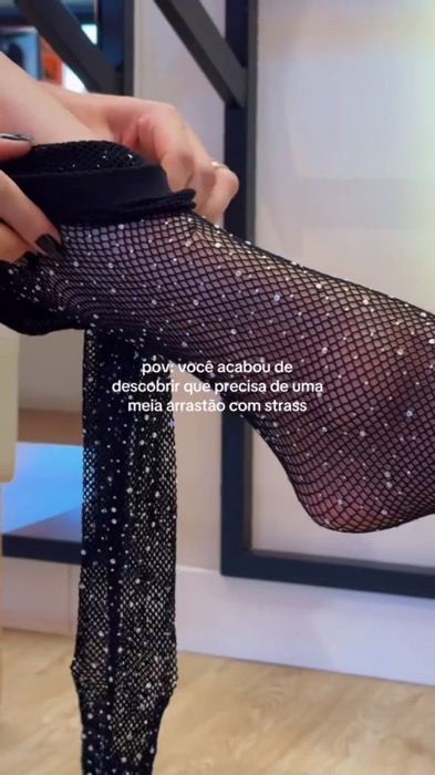 ￼KIT Meia Calça Arrastão Com Strass Femininas Moda #carnaval #look #meia #arrastao #strass