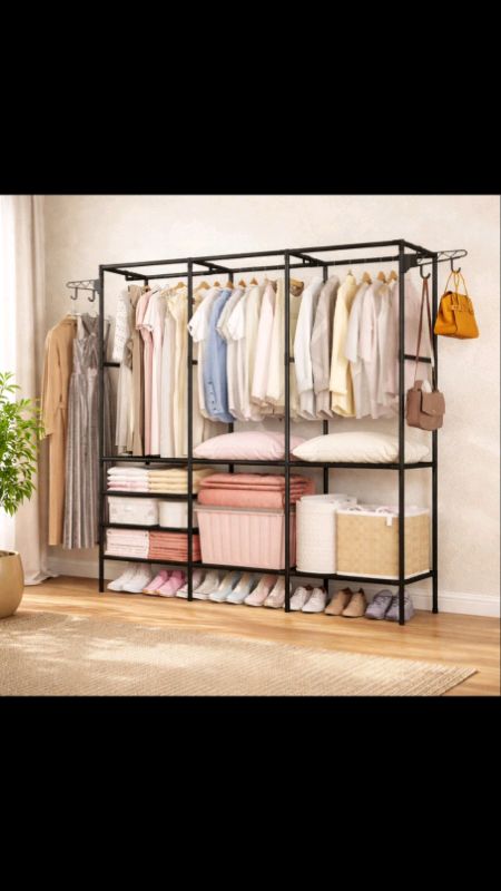 Arara Organizadora de Roupas Conceito Aberto Guarda-Roupa Moderno Repartições #arararoupeiro #Arara #Roupeiro #organizadorderoupas