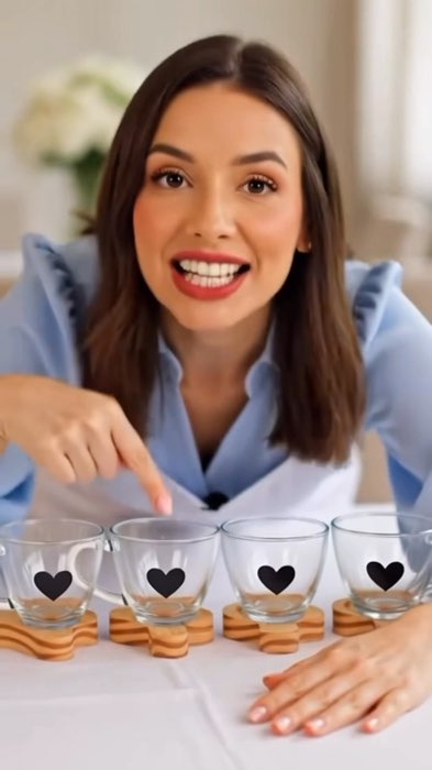 Conjunto de xícaras de coração