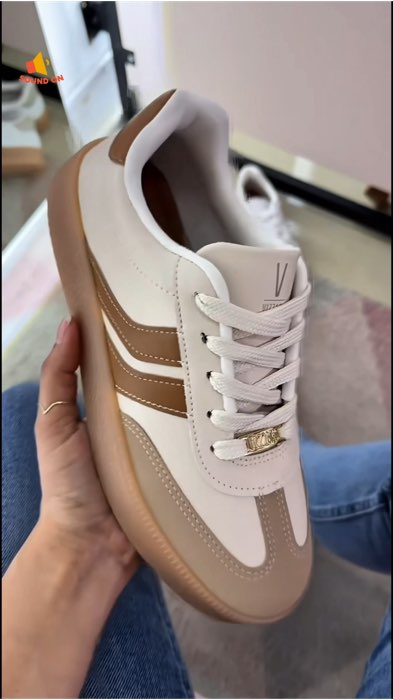￼Tênis Feminino Vizzano Casual Retro Estiloso Solado Marrom Plataforma  Confortável