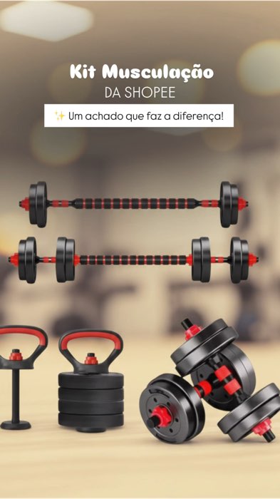 Kit de Musculação Ajustável com Halteres, anilhas, barras e kettlebell pra treino em casa #TreinoEmCasa #Musculação #AcademiaEmCasa