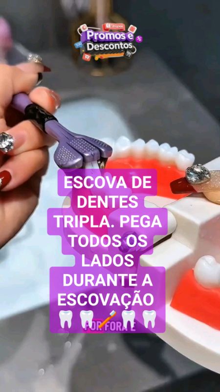 Escova De Dentes De Três Lados De 360 Graus  Macaron Adulto  Cerdas Macias  Cabeças Duras  Saburra De Língua Compre Agora na shopee #escovadedentes