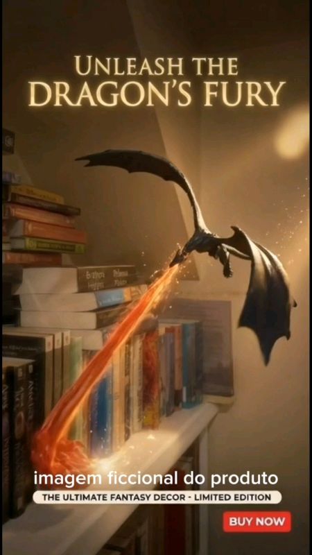 Peça Decorativa de Livros - Design de Dragão Decoração Medieval Divertido Estante#peça #decoração #livros #dragão #medieval #estante#3d #nerd