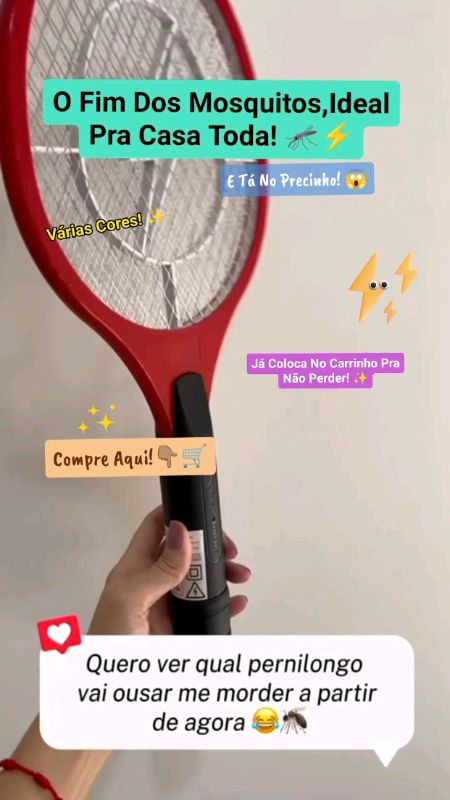 Adicione no carrinho👆🏻 Raquete Elétrica Mata Mosquito 110V 220V Bivolt #raqueteeletrica