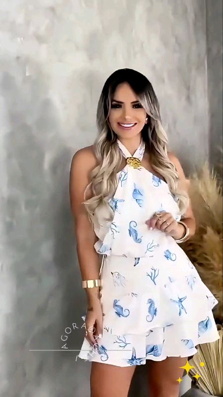 🛒 Compre aqui Vestido Curto Frente Única c/ Fivela na Gola e Babado na Saia ✨️🛍 #vestidovirginia #vestidobabado #vestidoverao #vestidopraia #modafem
