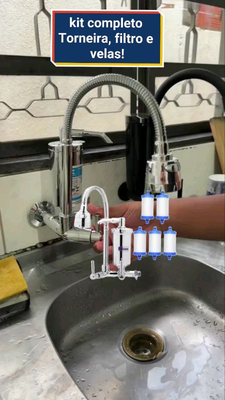 Torneira com filtro cozinha kit refil! #torneira #torneiracomfiltro #refil #veladefilto #filtrodecozinha #refilkit #torneiraparede #AGUA #cozinha