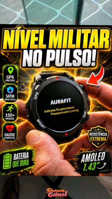 Smartwatch AURAFIT Trek G6 GPS AMOLED Prova D’Água Bateria Longa Treino #publi #smartwatchgps #relogioesportivo #aurafittrek #Treinointeligente