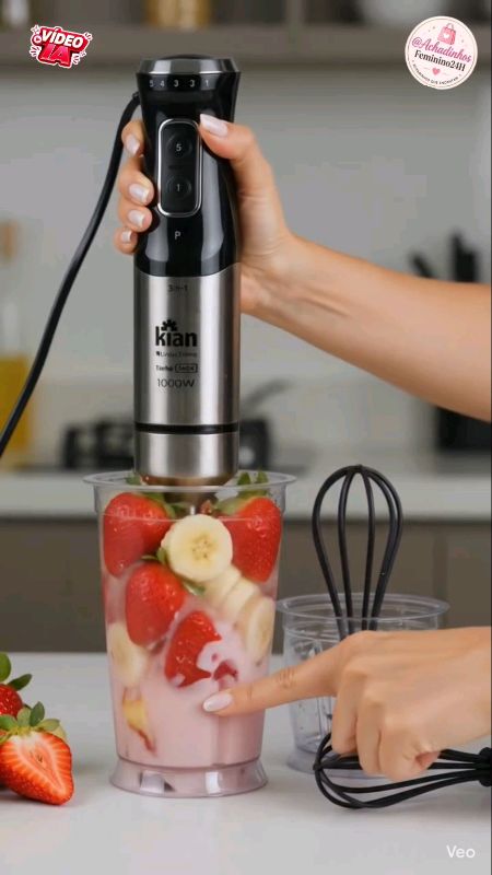 Mixer 3 em 1 1000W Inox Turbo Triturador Processador Copo 700ml Kian Preto