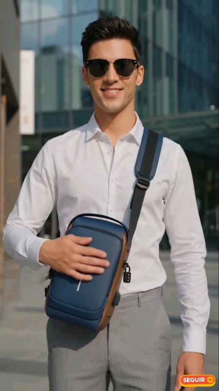 Mochila De Peito Masculina À Prova D'água Com Trava De Código Usb Alta Qualidade por R$39,93 #mochila