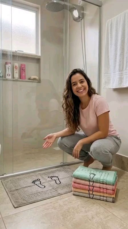 Kit Tapete de Algodão Atoalhado para Banheiro Estampa de Pezinho #tapetedealgodao #tapeteatoalhado