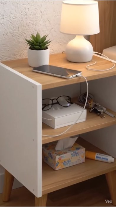 Mesa de Cabeceira Lim - 56x36x29,5cm - Cor Branco Castanho. #mesa #cabeceira #quarto