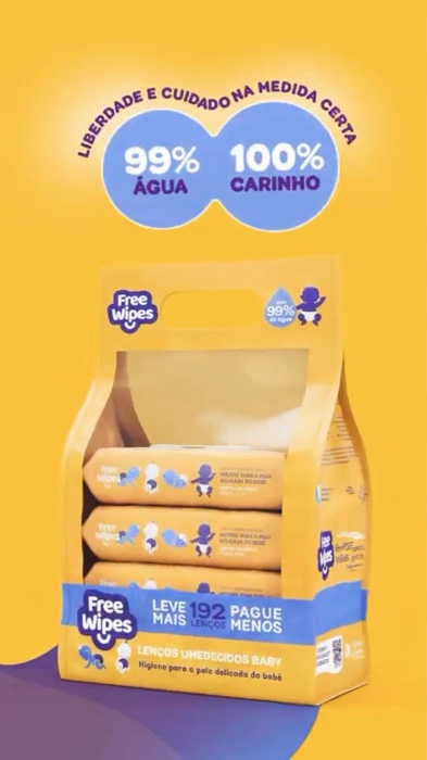 ￼Pack 4 Lenços Umedecidos Baby Free Wipes – Cuidado Puro (200 un.) | #lençoumedecido #freewipes