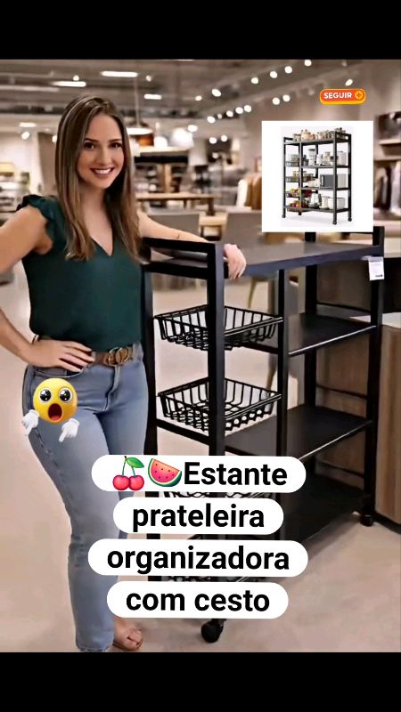 Estante  prateleira  com rodinhas e cesto multiuso aço #prateleira  #prateleiracomrodinha #cozinha  #prateleirademetal #organização #cestodefrutas